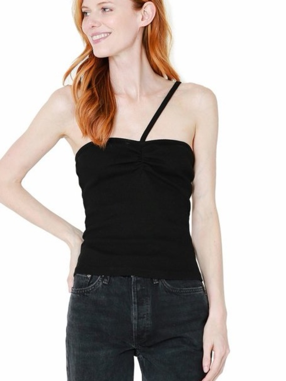New Agolde Lola gathered front tank in black size small